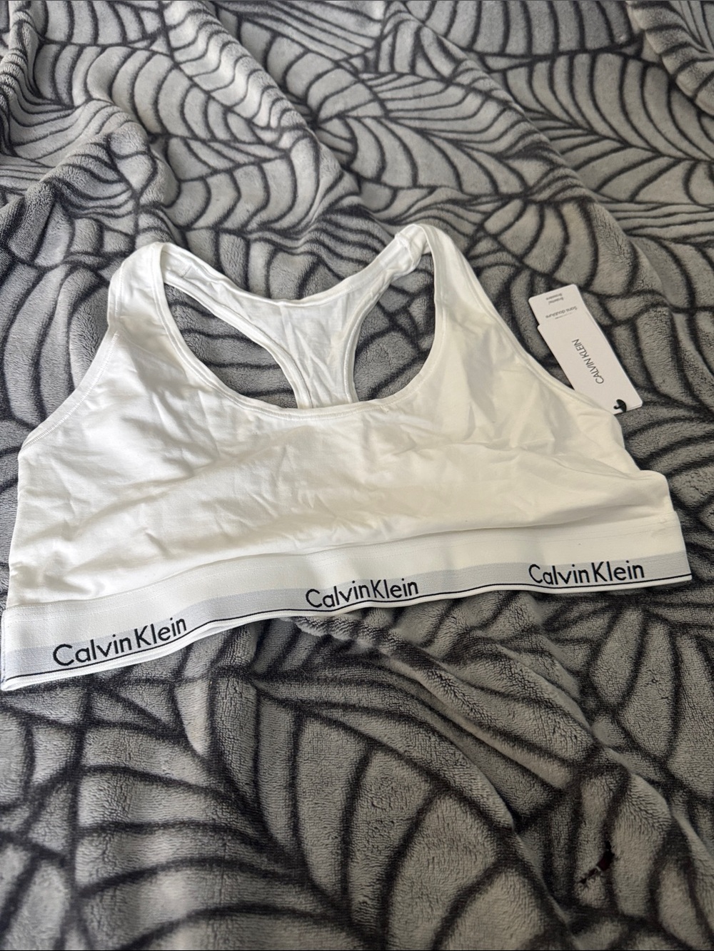 Calvin Klein NWT Unlined Cotton Sports Bra White - XL